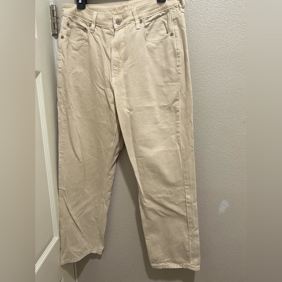American Eagle Outfitters Cream Denim Pants high waisted never worn size 12 - Picture 1 of 6